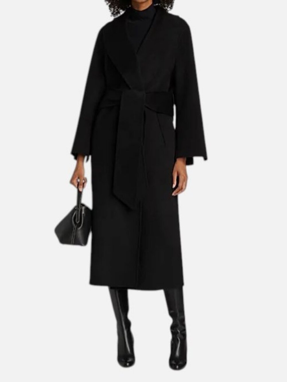 Mercer Collective Women's Black Grace Wrap Wool Coat Size M